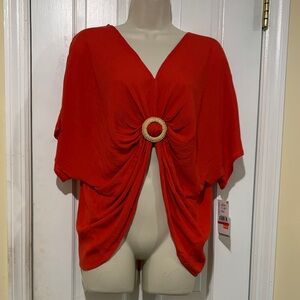 NWT Karen Kane Vibrant Red/Orange Top
